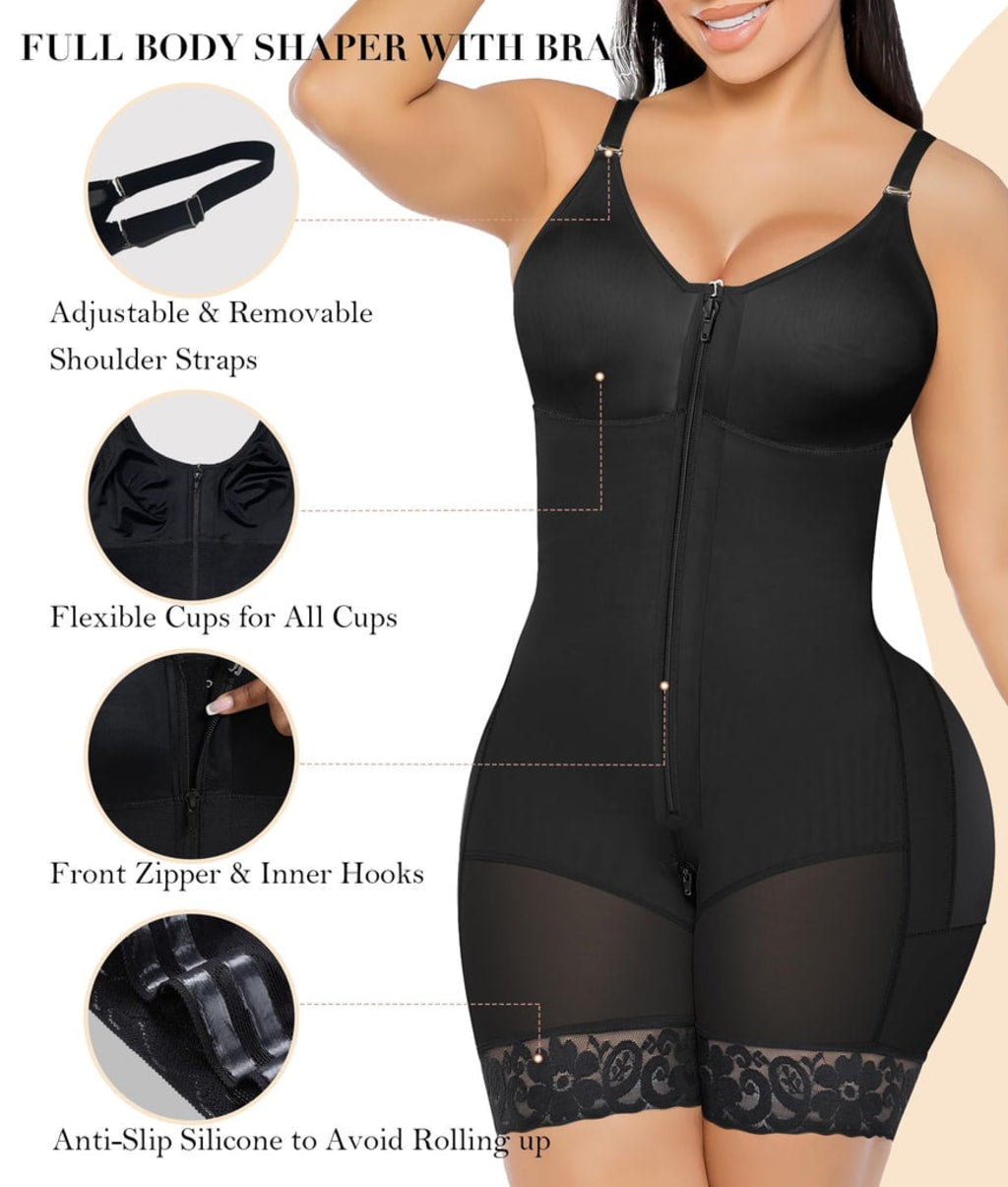 Essentials 4 Life | Fajas Colombianas Postpartum Shapewear for Women Tummy Control Butt Lifter Body Shaper with Zipper Crotch