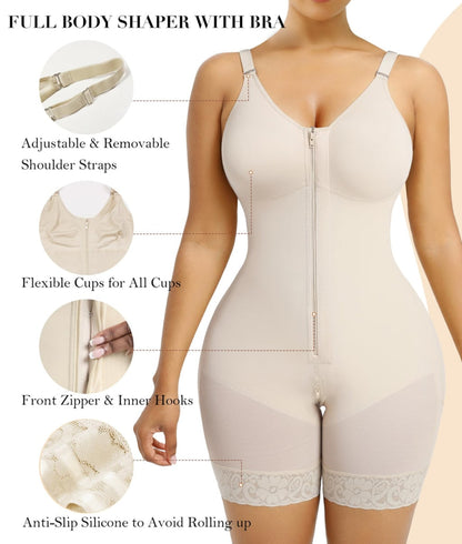 Essentials 4 Life | Fajas Colombianas Postpartum Shapewear for Women Tummy Control Butt Lifter Body Shaper with Zipper Crotch