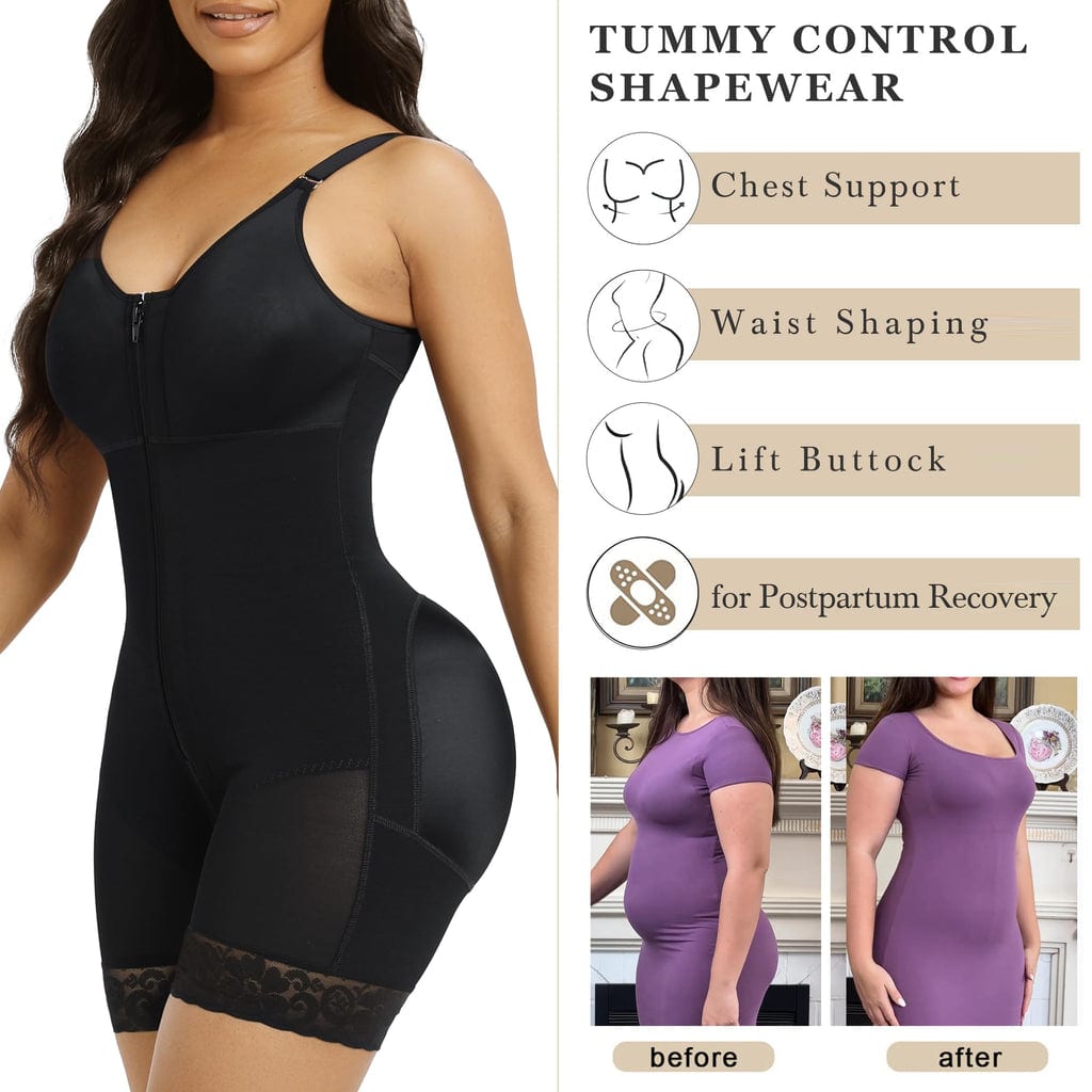 Essentials 4 Life | Fajas Colombianas Postpartum Shapewear for Women Tummy Control Butt Lifter Body Shaper with Zipper Crotch